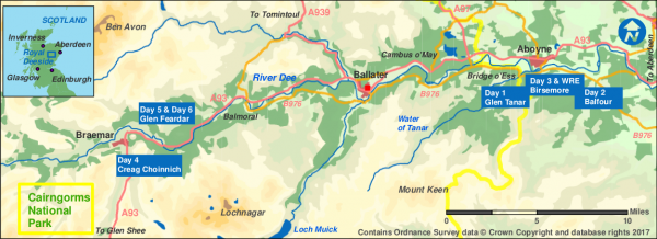 Royal Deeside 2017 Event Locations map